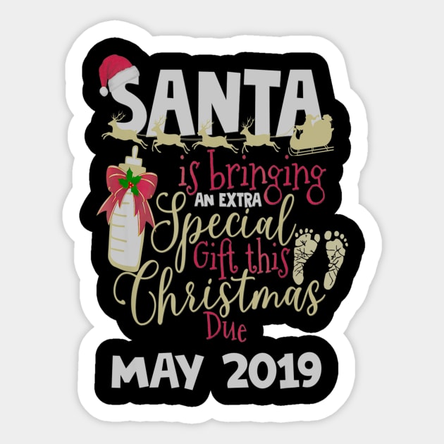 Christmas Pregnancy Due May 2019 Santa Baby Mom Sticker by teudasfemales